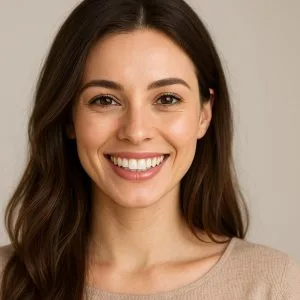 Diş estetiği tedavisi uygulanmış güzel gülüşe sahip bir kadın