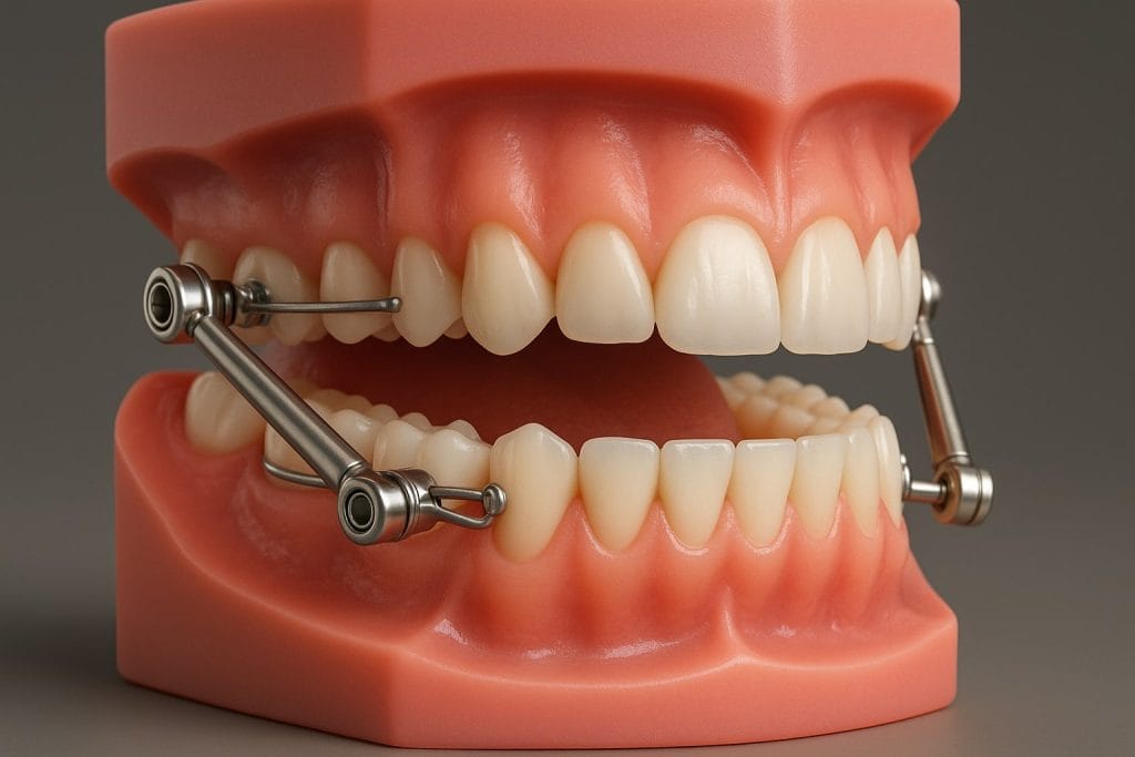 Alt Çene Geriliği Aparatı Alt çene geriliği, özellikle büyüme çağında fark edildiğinde, fonksiyonel ortodontik apareylerle etkili şekilde tedavi edilebilen bir çene bozukluğudur. Bu tedavide en çok kullanılan aparatlar arasında Twin Block, Herbst ve Frankel-II gibi sistemler yer alır. Bu apareyler, alt çenenin doğal büyüme potansiyelinden yararlanarak çeneyi öne doğru yönlendirir ve hem estetik hem de fonksiyonel uyumu sağlar.