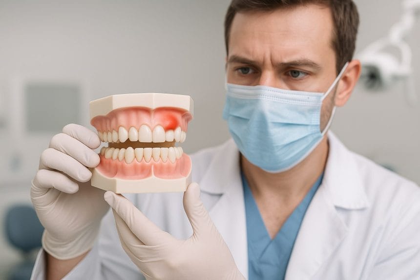 diş apse tedavi fiyatları için hazırlanmış diş apsesini gösteren klinik ortamında görsel