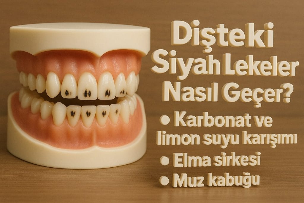 dişteki siyah lekeler nasıl geçer yazan ve evdeki malzemelerden bahseden görsel
